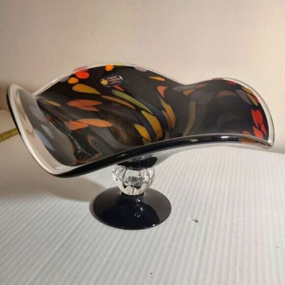 👍 Large Hand Blown Italian Glass Vase Dish. C5 - Picture 2 of 5